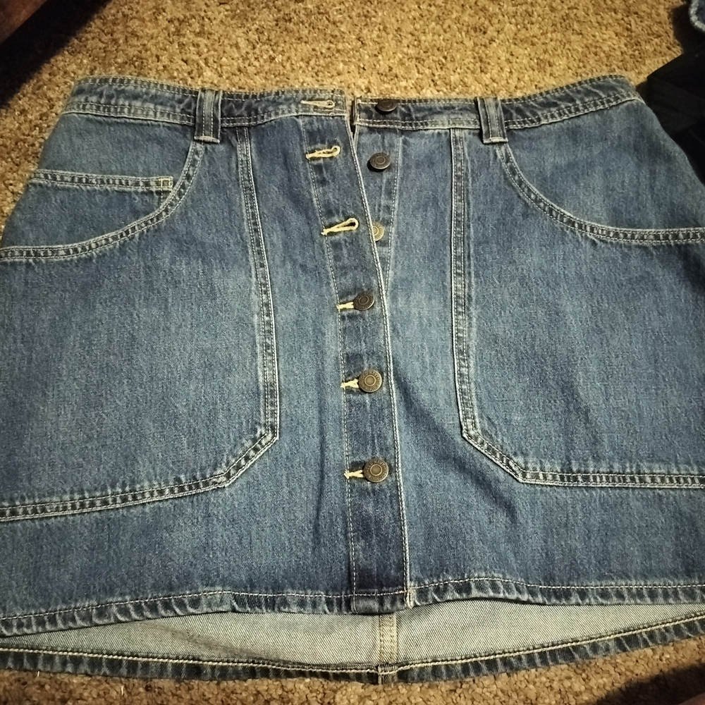 Denim Button-Front Skirt